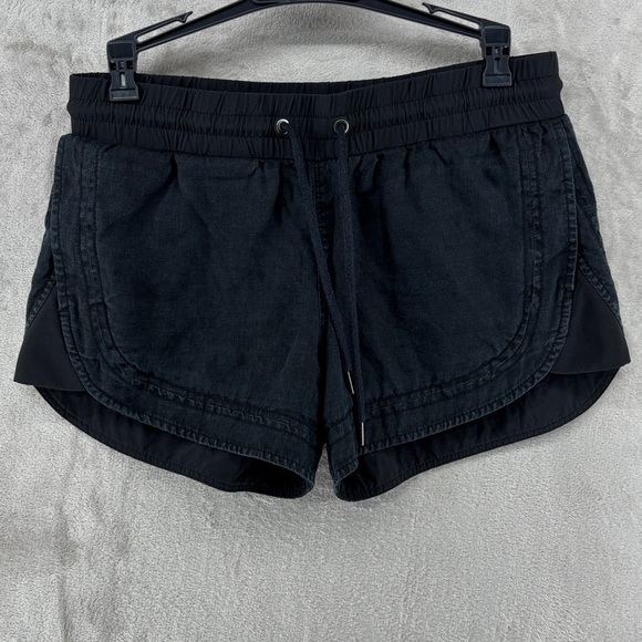 Athleta Pants - Athleta Beachside Bali Pull On Black Linen Shorts Size 2